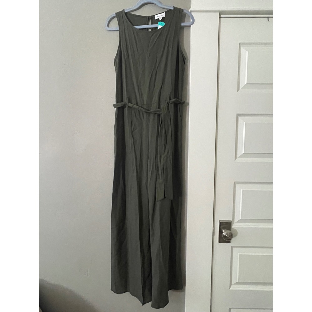 Gilli Stitch Fix Olive Green Sleeveless Wide Leg Belted Jumpsuit Womens Medium